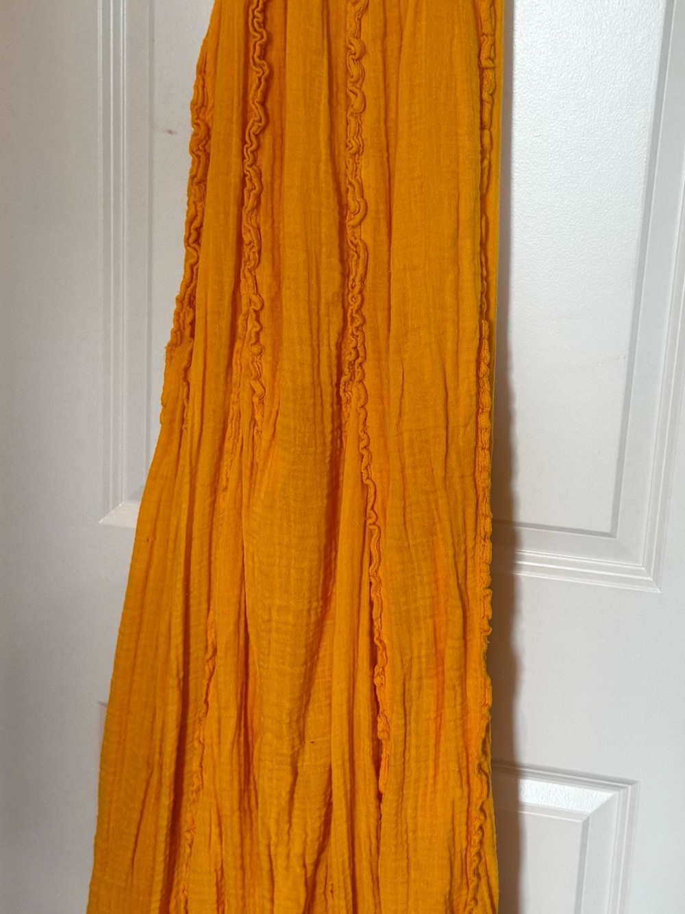 Free People Bright Orange Maxi Dress with Ruffle Panels